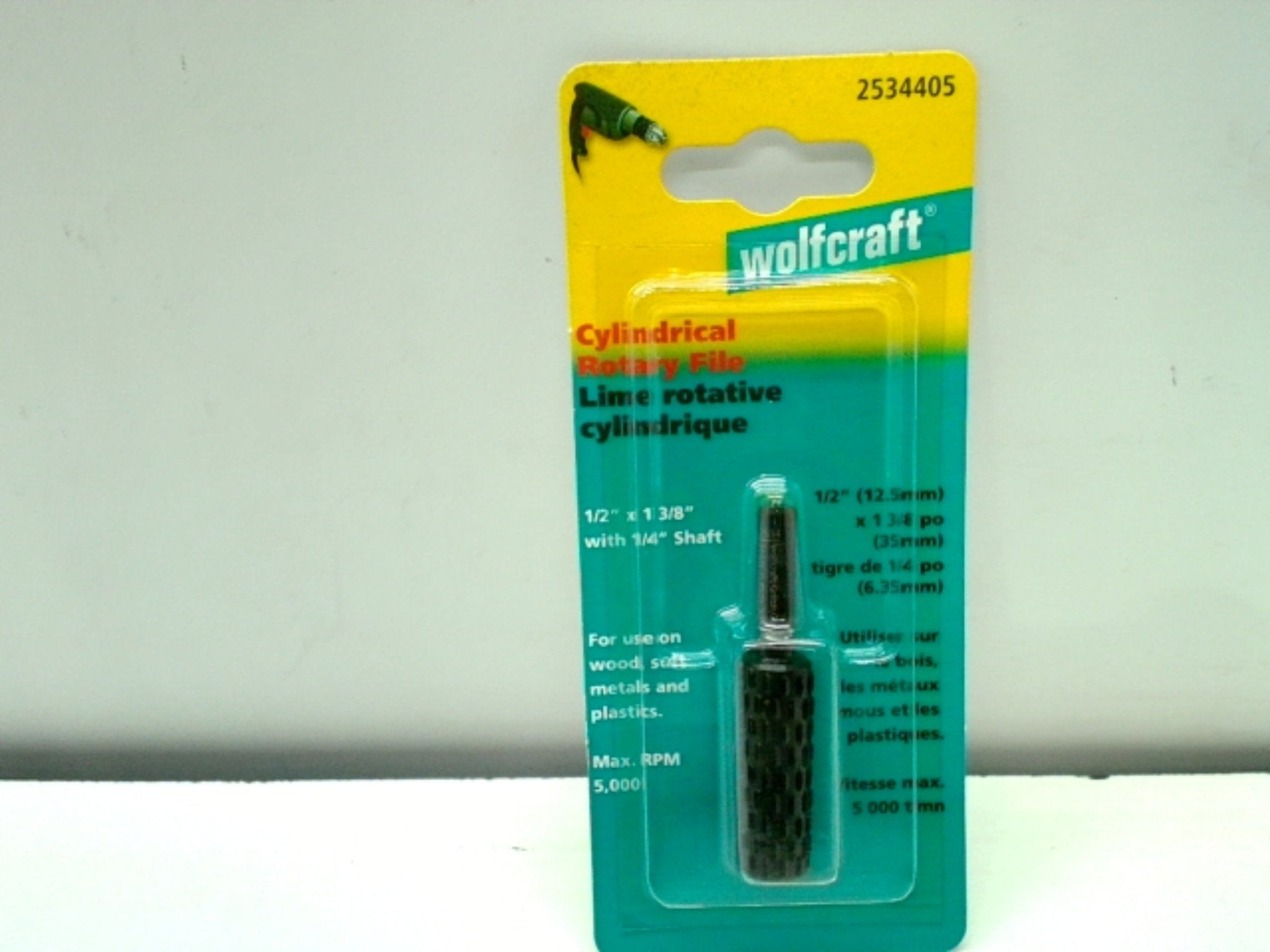 Cylindrical Rotary File 1/2" X 1/38" Wolfcraft 1/4" Shaft - Brantford Surplus