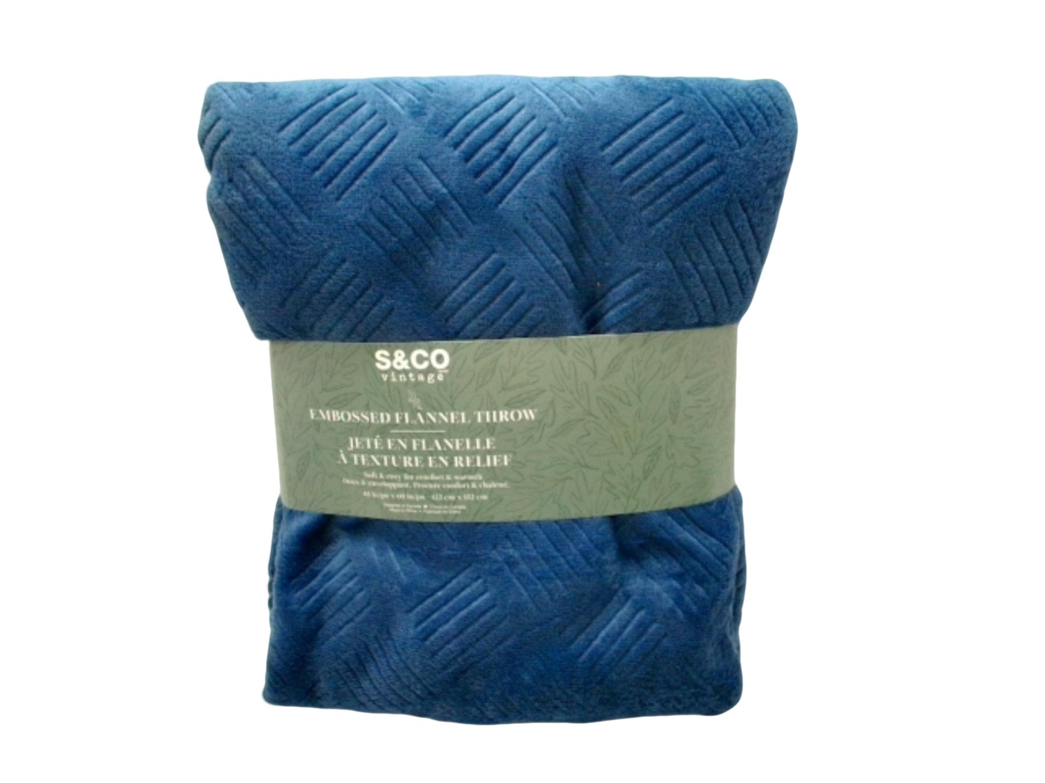 Dark Denim Flannel Throw Blanket 48x60 - S & Co - Brantford Surplus