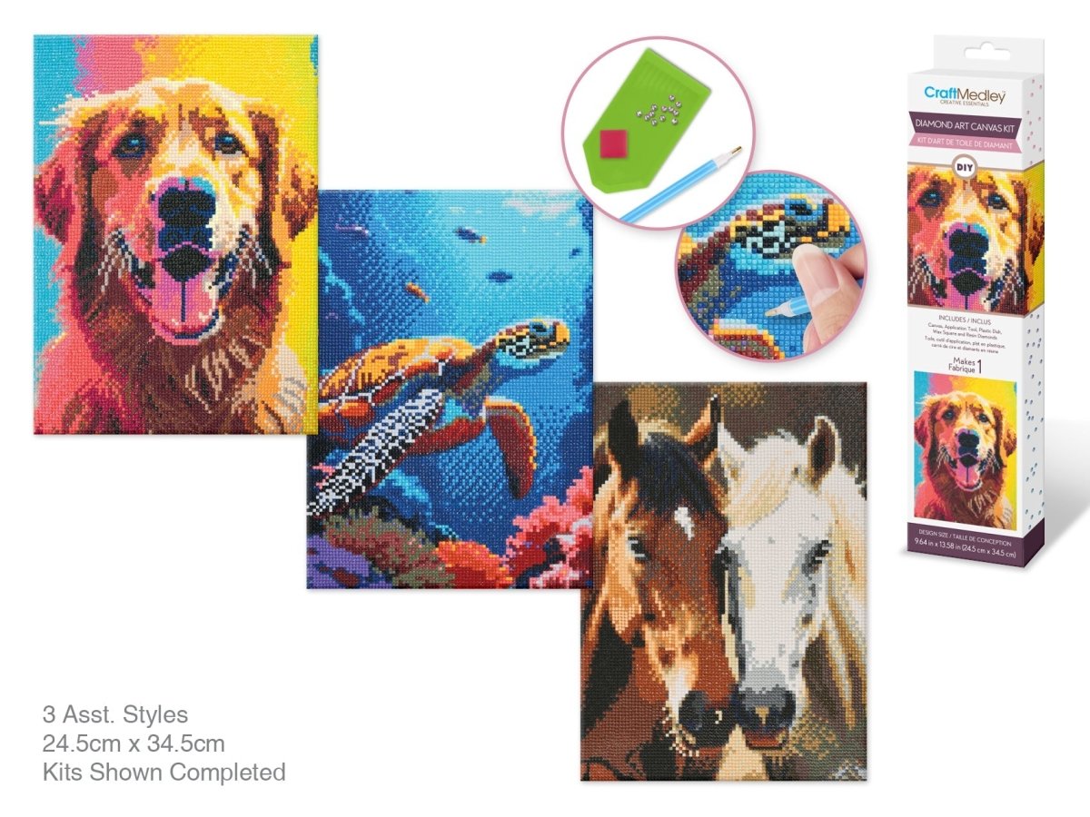 Diamond Art Kit - Majestic Creatures 3 Styles 11.8"x15.7" - Brantford Surplus