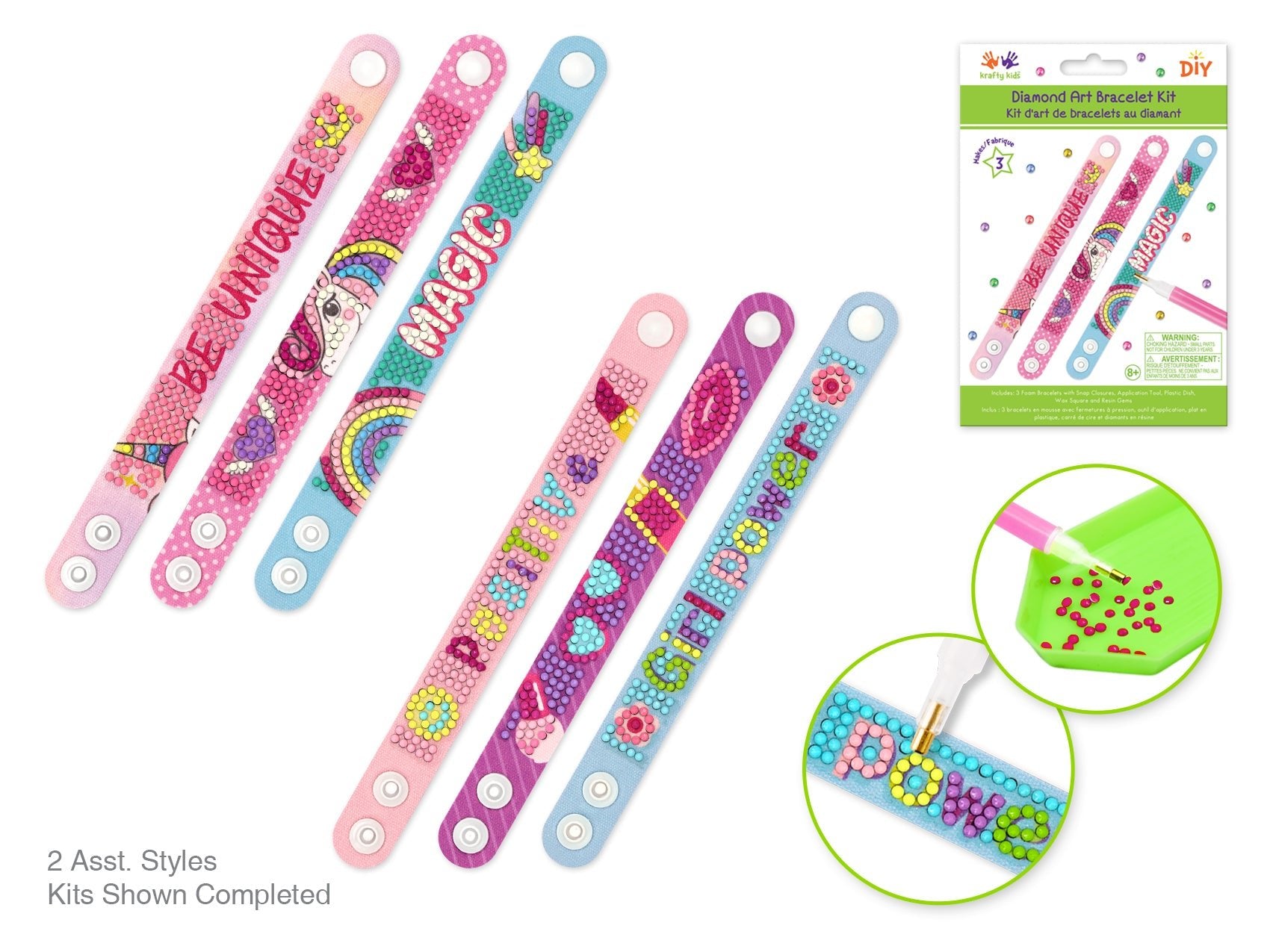 DIY Diamond Painting Bracelet Kit - Girl Power Set of 3 - Brantford Surplus