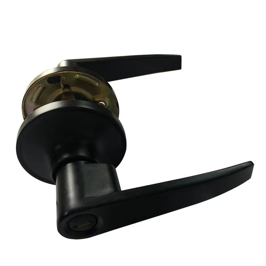 Door Lock Lever Privacy Black Straight Handle - Brantford Surplus