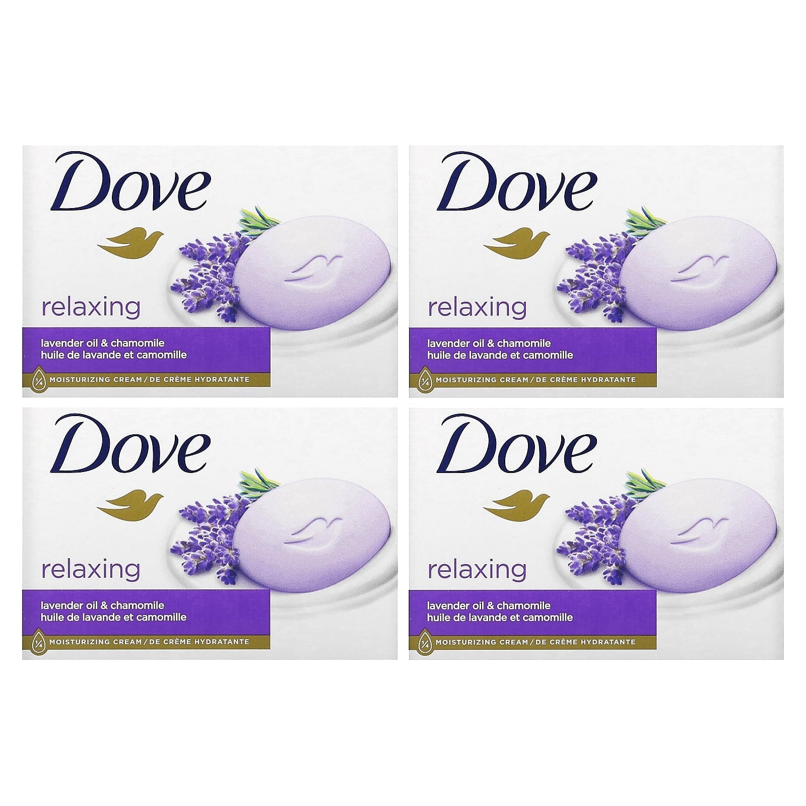 Dove Moisturizing Lavender Chamomile Bar Soap 4 - Pack - Brantford Surplus