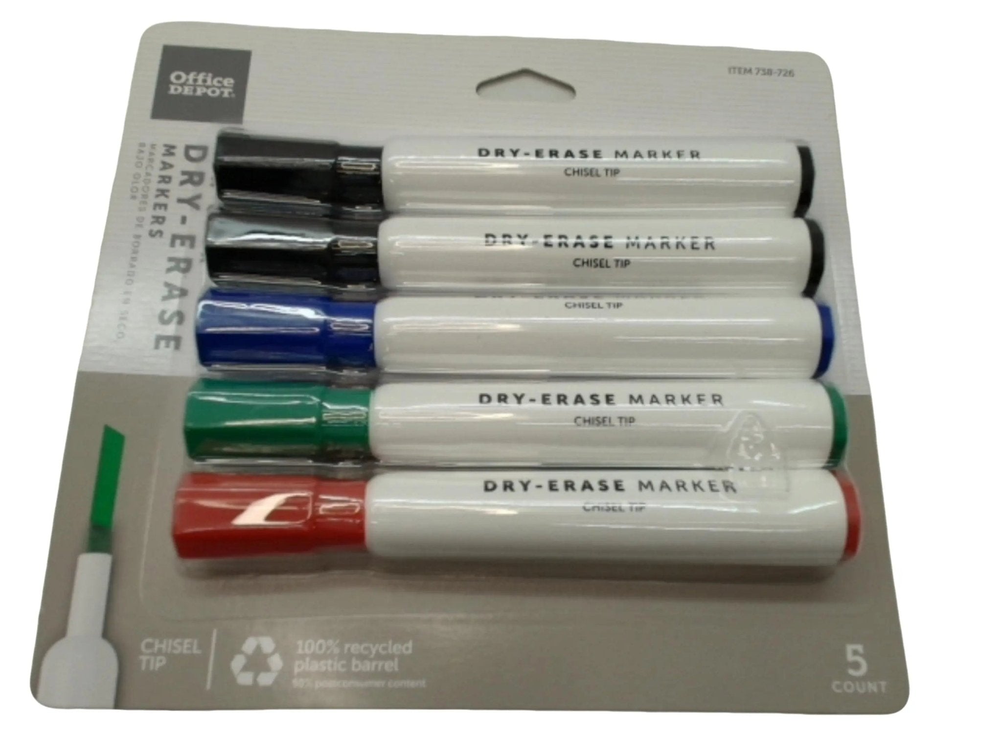 Dry Erase Markers 5pk. Ass't Colours Office Depot - Brantford Surplus