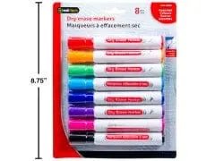 Dry erase markers 8 pc Assorted colours chisel tip - Brantford Surplus
