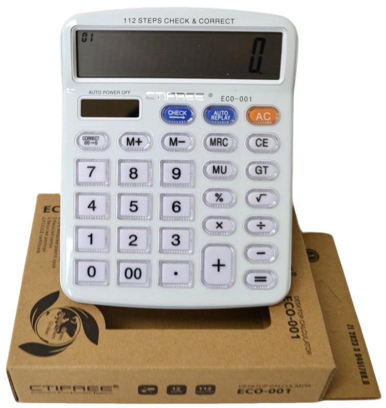 ECO - 001 12 - Digit Dual Power Calculator Solar/Battery - Brantford Surplus