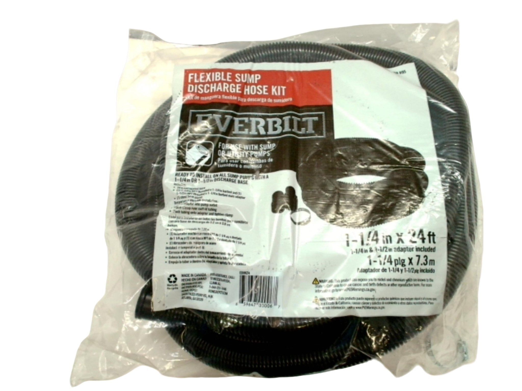 Everbilt 1 - 1/4" Flexible Sump Hose Kit 24' - Brantford Surplus