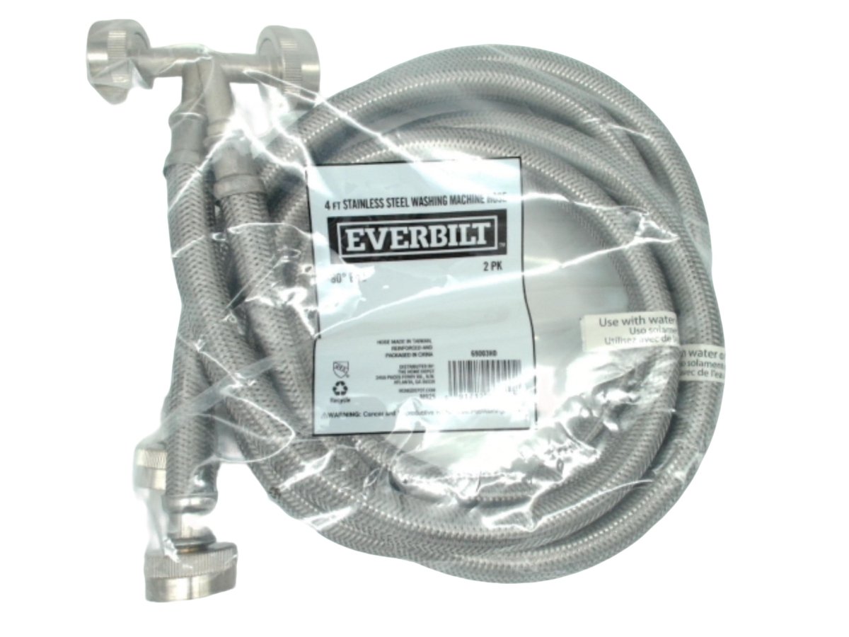 Everbilt 4ft Stainless Steel Washing Machine Hoses 2 Pack - Brantford Surplus