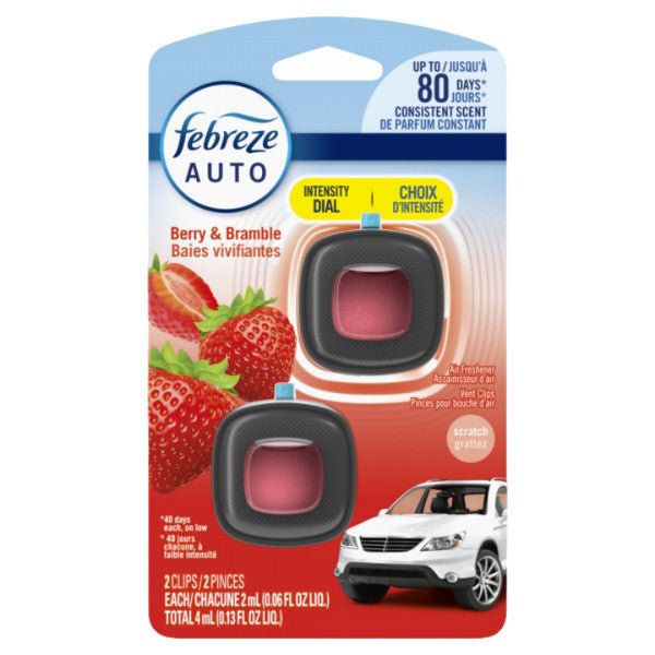 Febreze Auto Air Freshener Berry Scent Car Vent 2x2ml - Brantford Surplus