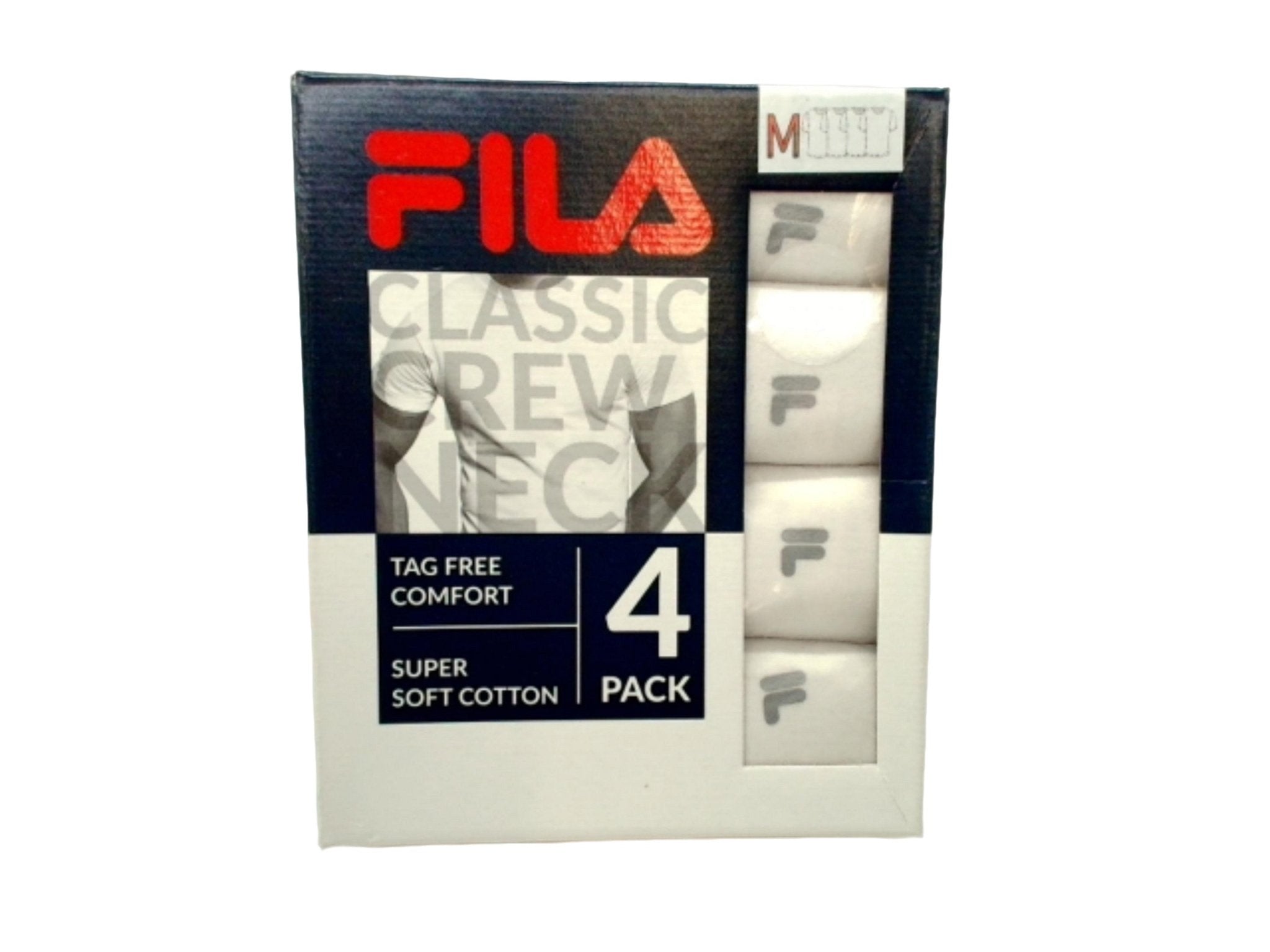 Fila Men's Medium Crew Neck T-Shirt 4 - Pack White - Brantford Surplus