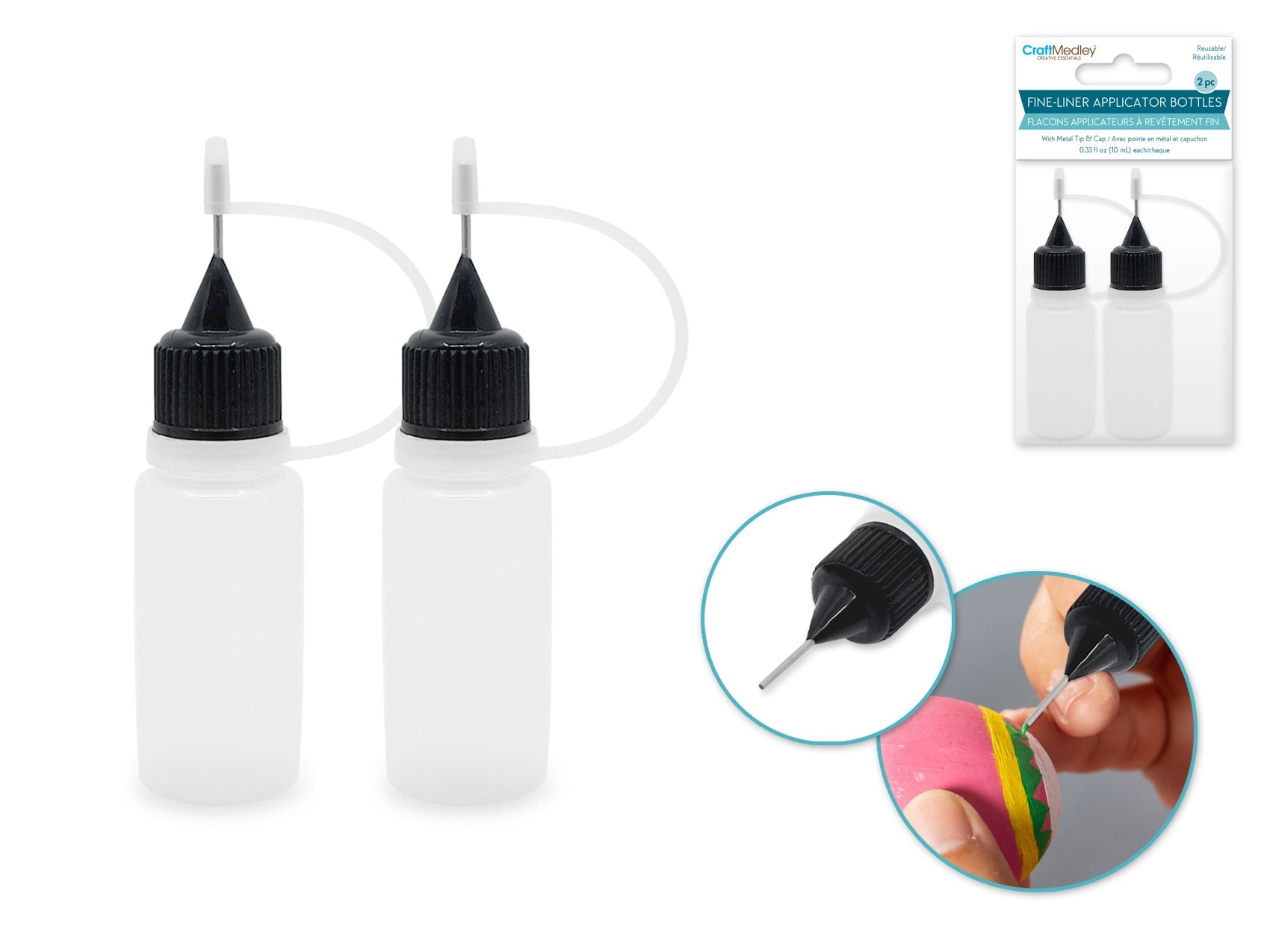 Fine Tip Applicator Bottles 10ml - 2 Pack Plastic Squeeze - Brantford Surplus