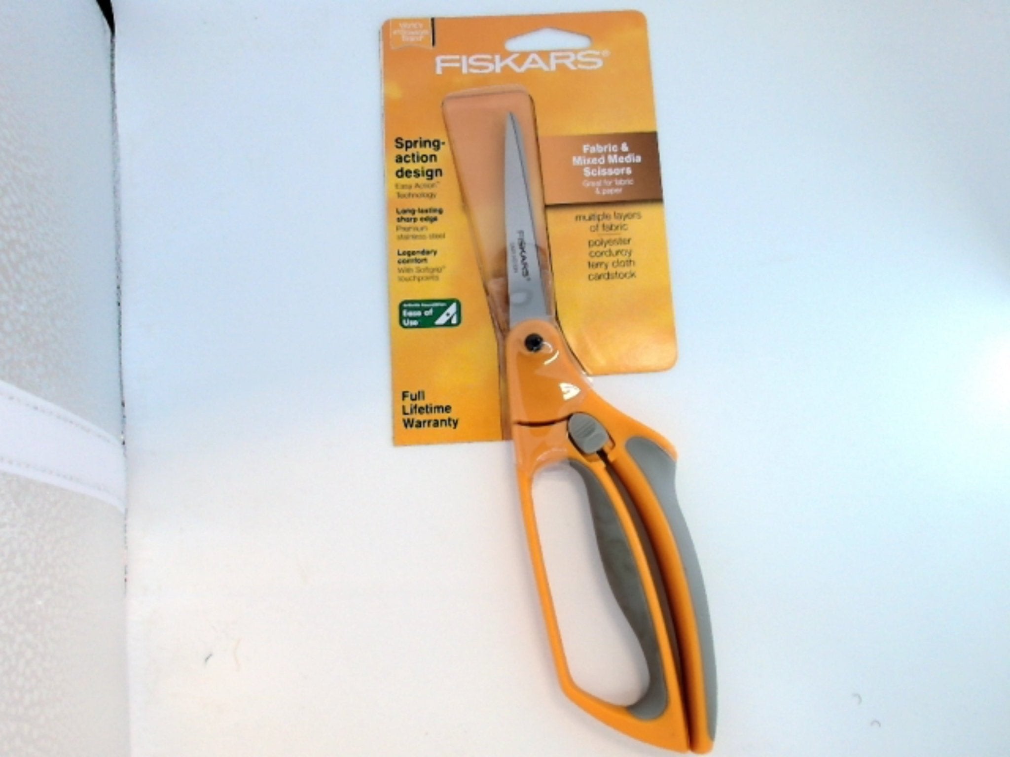 Fiskars Spring Action Fabric Scissors - Mixed Media Cutters - Brantford Surplus