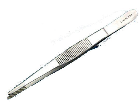 Forceps, medium point, 115mm 4.5", straight, sta - Brantford Surplus