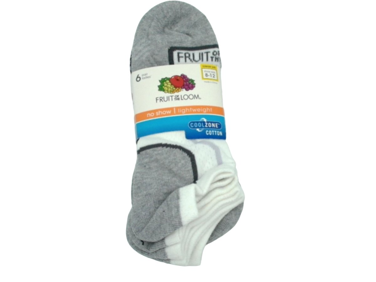 Fruit of the Loom No Show Socks 6 - Pack White Black Men's - Brantford Surplus
