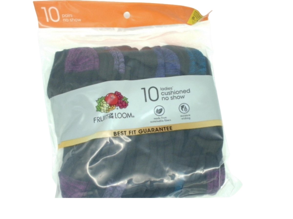 Fruit of the Loom Women's Cushioned No Show Socks 10 - Pack Black - Brantford Surplus
