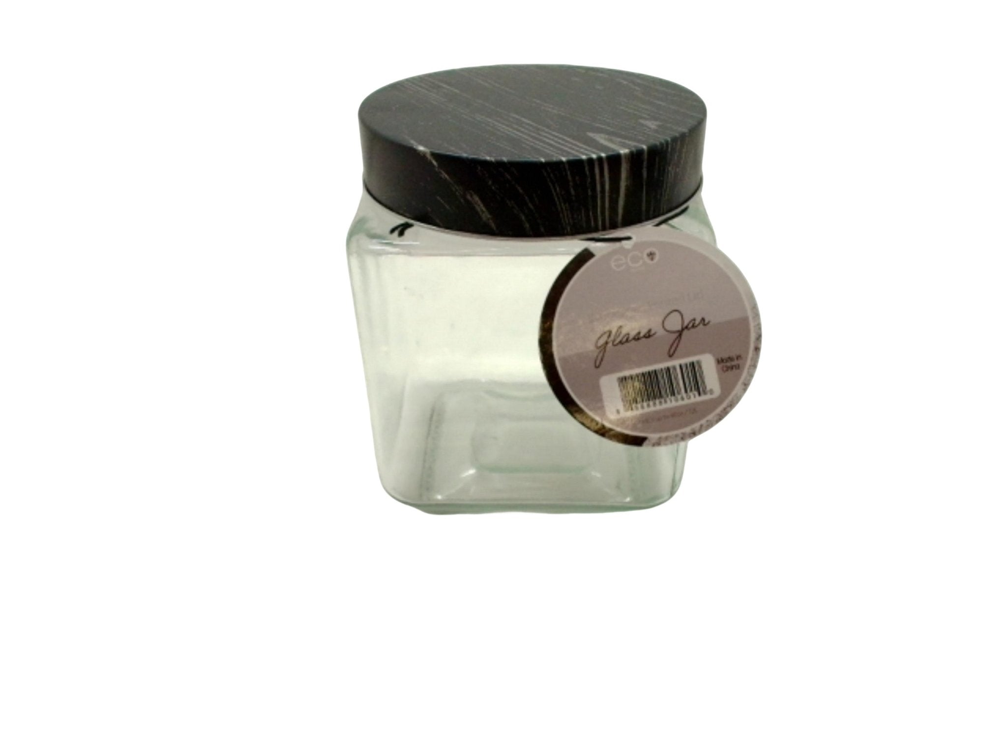 Glass Jar 40oz. Square w/Metal Lid Eco Home - Brantford Surplus
