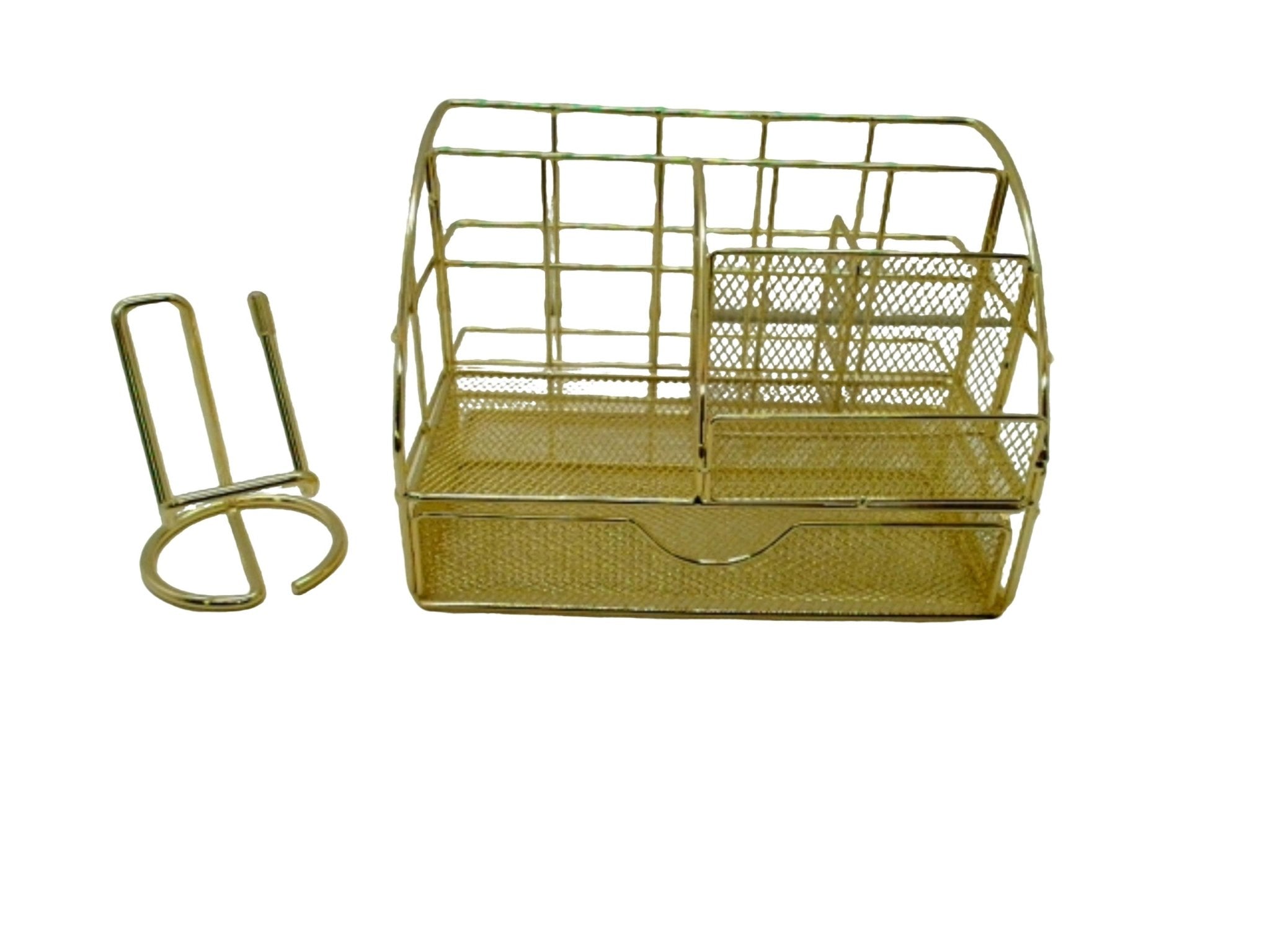 Gold Desk Organizer with Phone Stand - Hudstill - Brantford Surplus