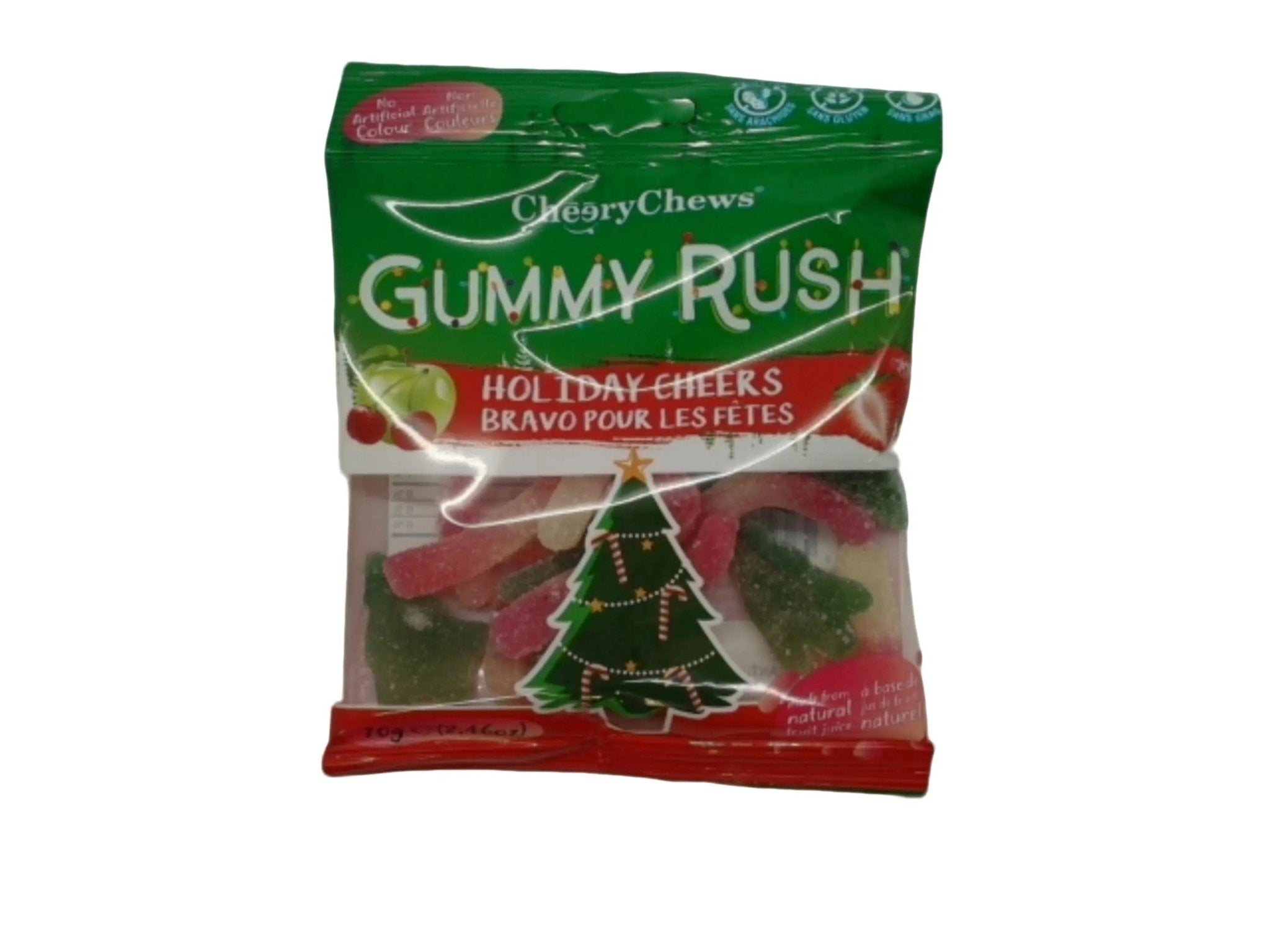 Gummy Rush Holiday Cheers Candy 70g. Cheery Chews - Brantford Surplus