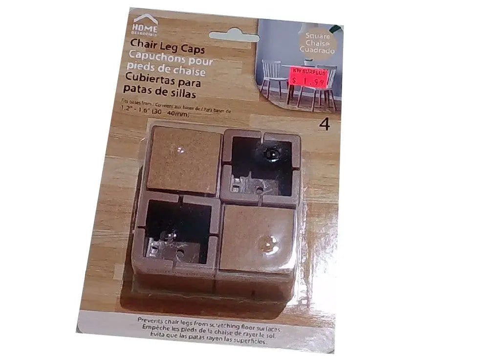 H.E. 4 - pc. Square Chair Leg Cap 31 - 41mm. - Brantford Surplus