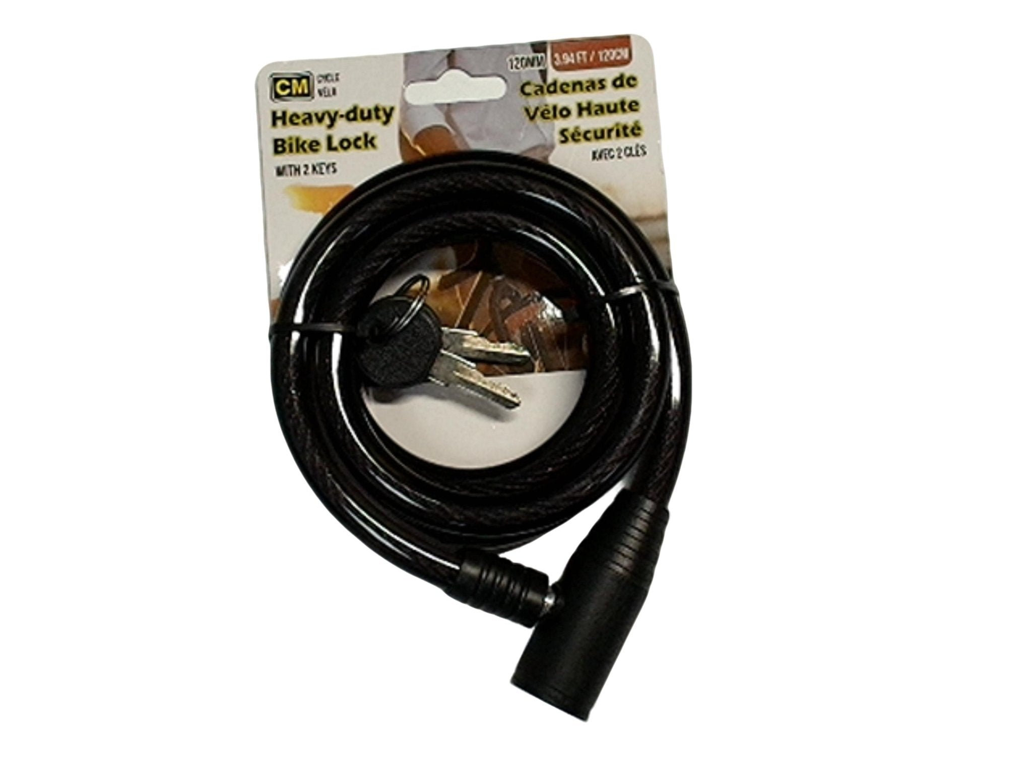 Heavy Duty 12mm Bike Lock with 2 Keys 120cm - Brantford Surplus