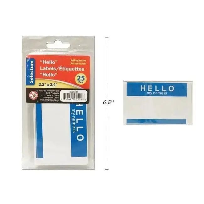 Hello My Name Is Labels - Blue Name Tags, 25 - Pack - Brantford Surplus
