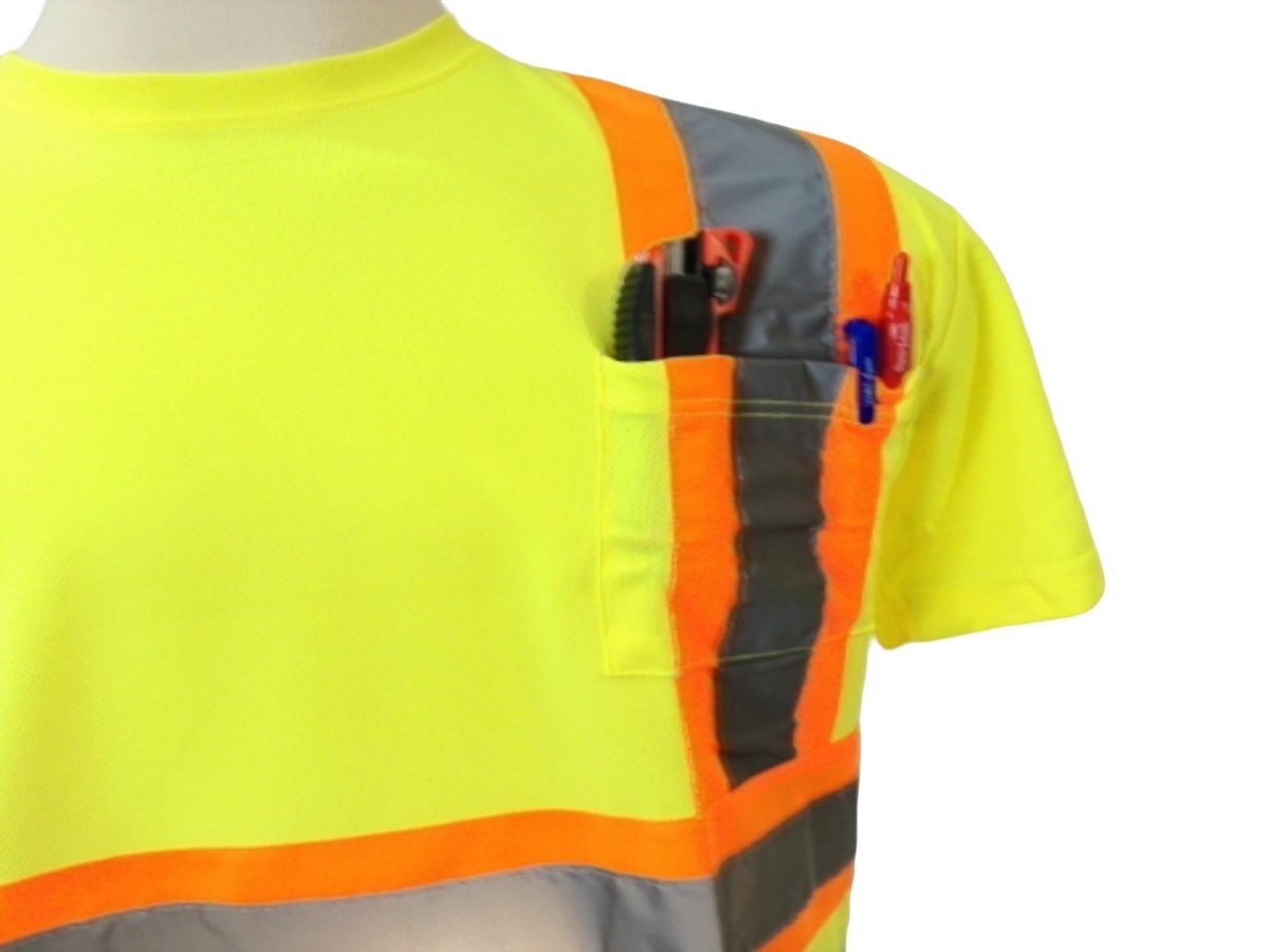 High Visibility Safety T-Shirt 2XL Fluorescent Yellow Work Shirt - Brantford Surplus
