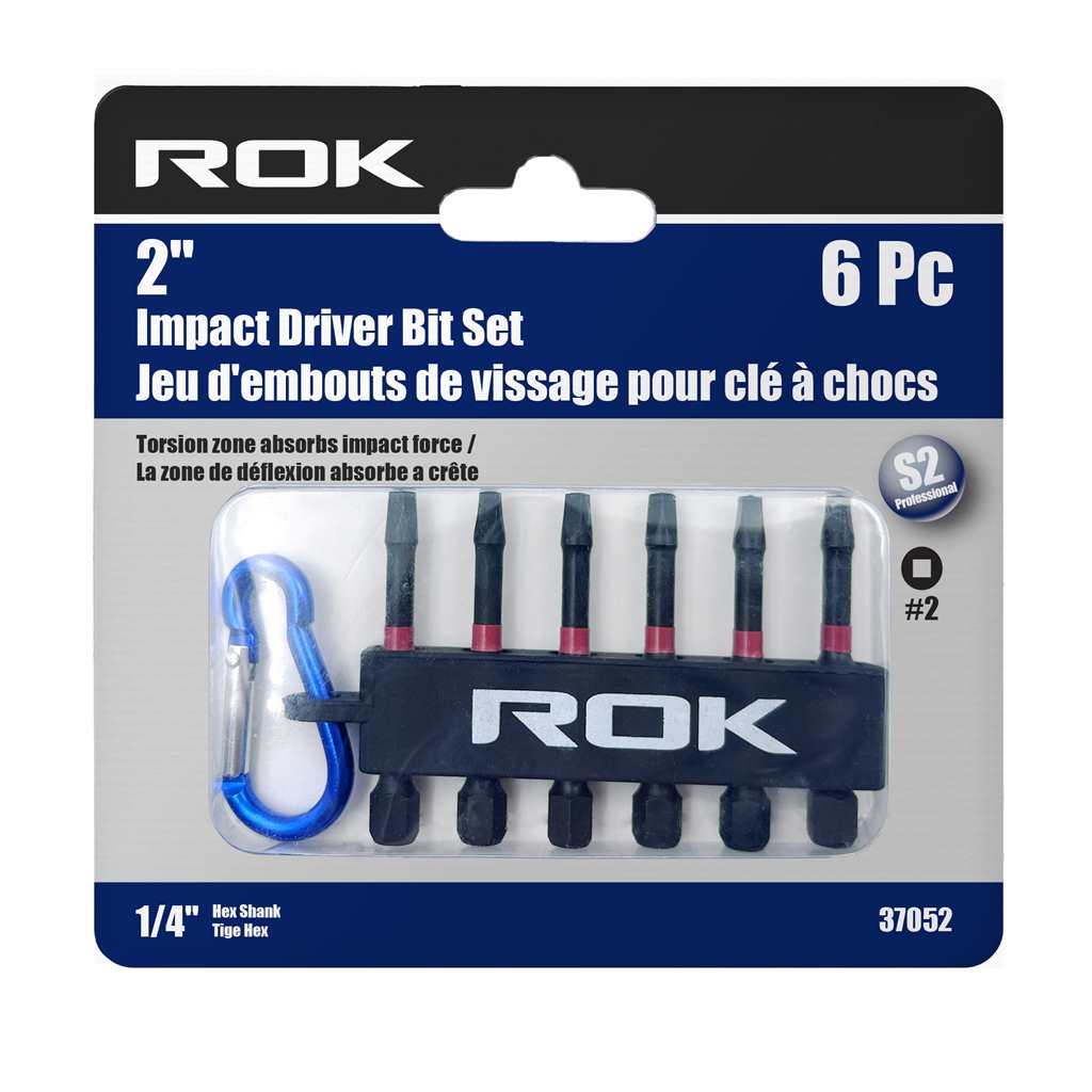 Impact driver bit set - 6 pc 2 Robertson square 2 inch - Brantford Surplus