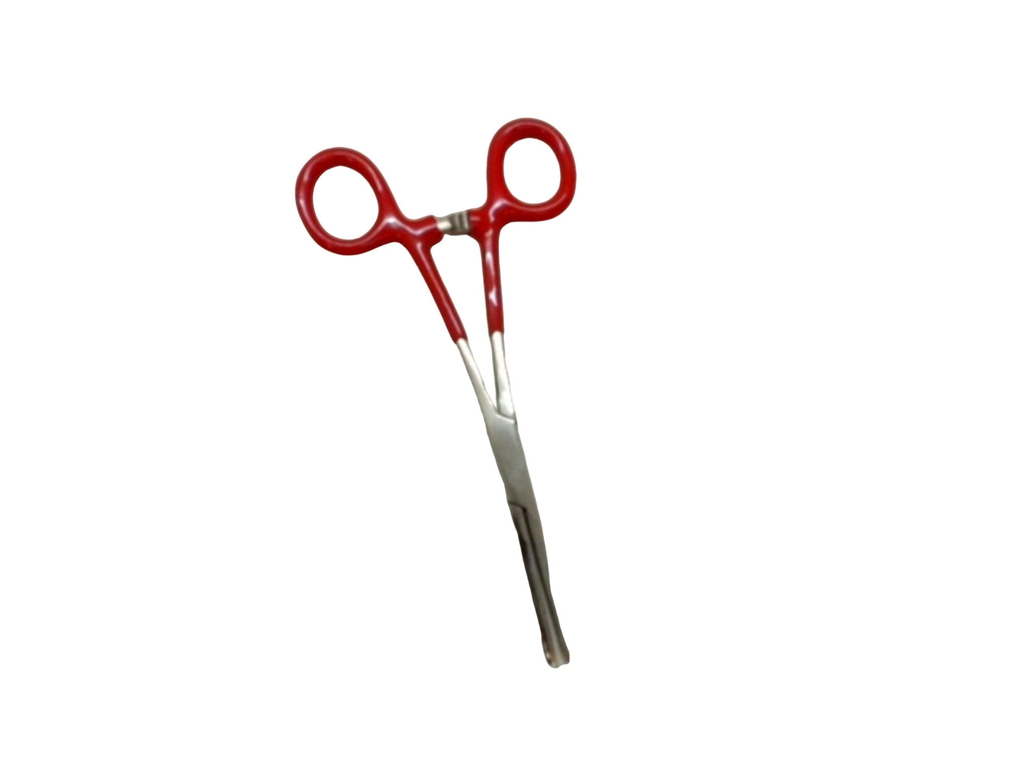 Insulated 6.25" Locking Forceps with Red Handles - Brantford Surplus