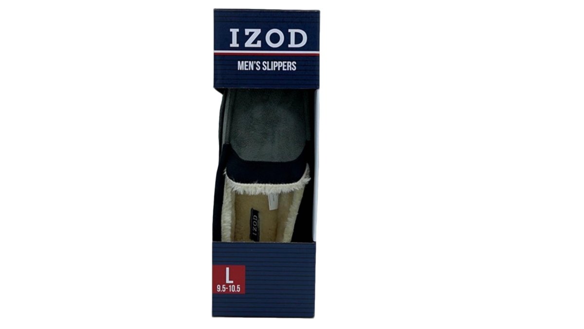 Izod Men's Memory Foam Slippers - Grey Indoor Outdoor - Brantford Surplus