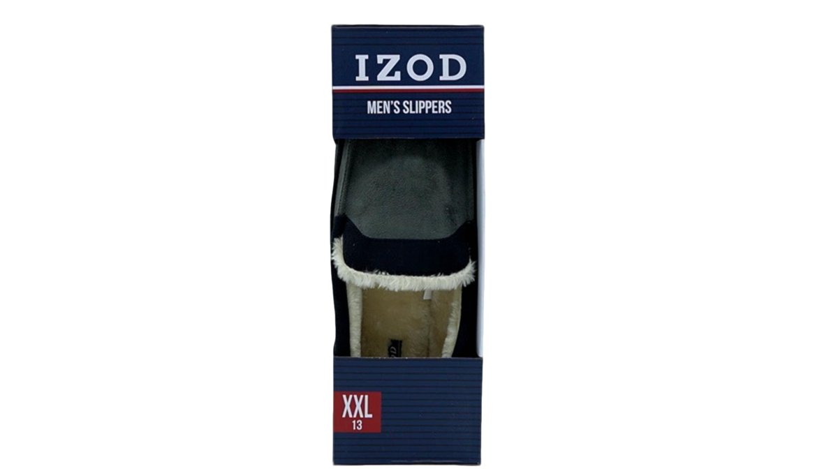 Izod Men's Memory Foam Slippers XXL Grey Indoor Outdoor - Brantford Surplus