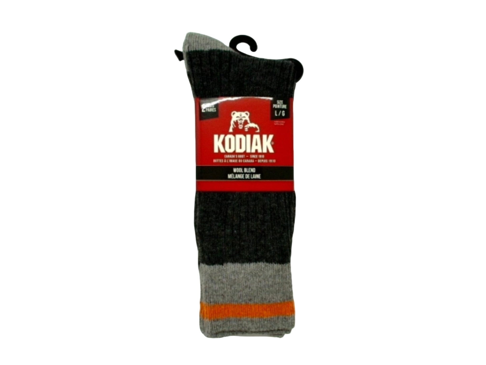 Kodiak Charcoal Wool Blend Socks 2pk Large - Brantford Surplus