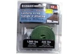 Lashing strap 12 foot 3.7m 1000lb 454kg Stinson - Brantford Surplus