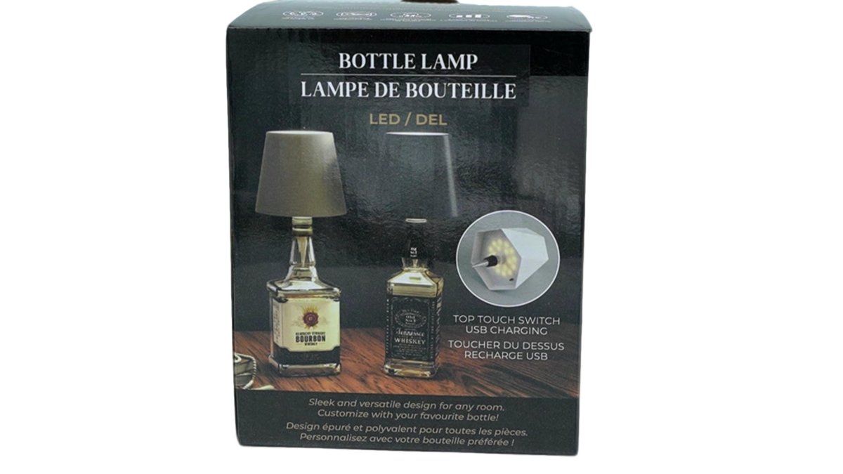 LED Bottle Lamp USB Rechargeable – Black Table Light - Brantford Surplus