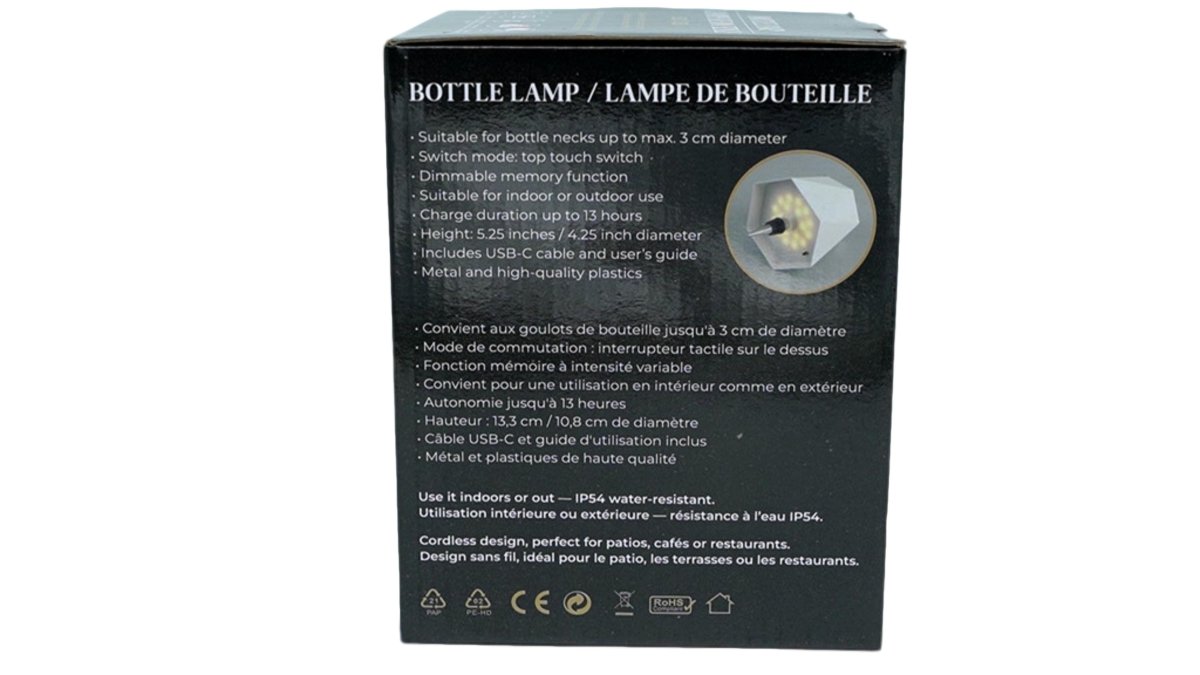 LED Bottle Lamp USB Rechargeable - White Display Light - Brantford Surplus