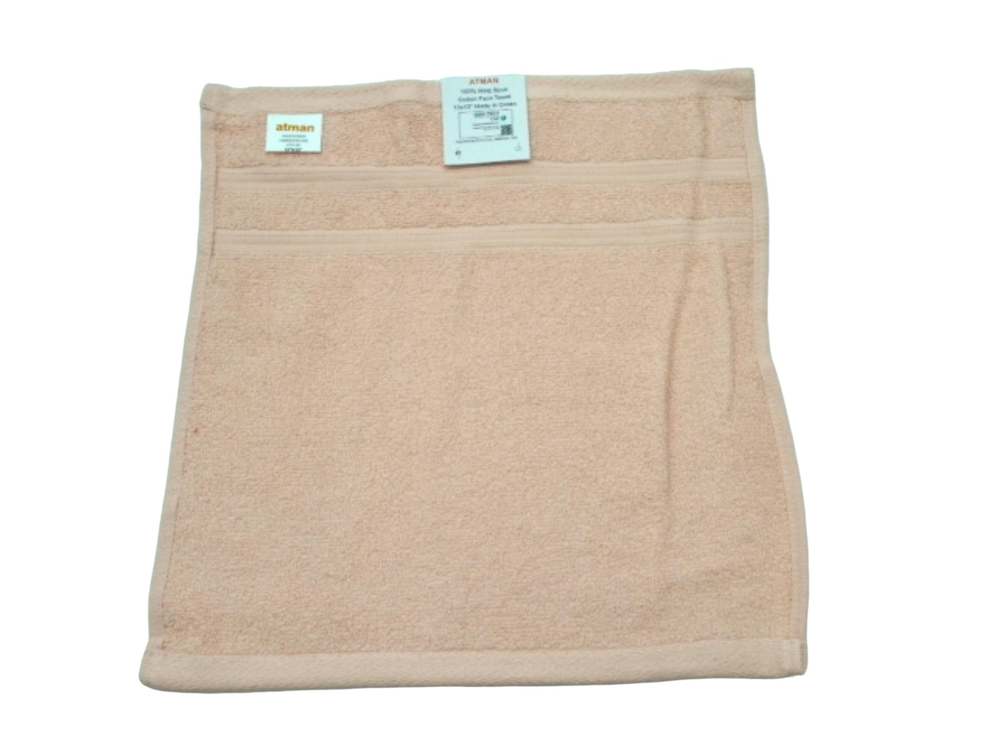Light Peach Cotton Face Towel 13"x13" - Atman - Brantford Surplus