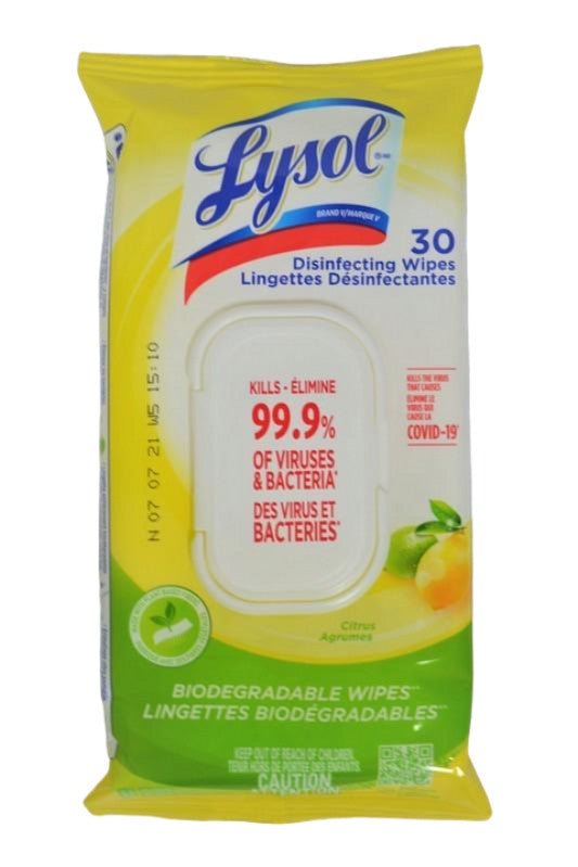 Lysol Citrus Disinfecting Wipes 30 - Pack - Brantford Surplus