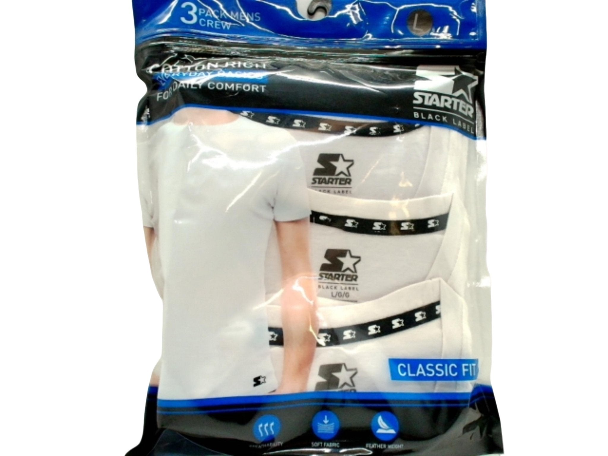 Men's 3 - Pack Cotton White T-Shirts - Large Size - Brantford Surplus