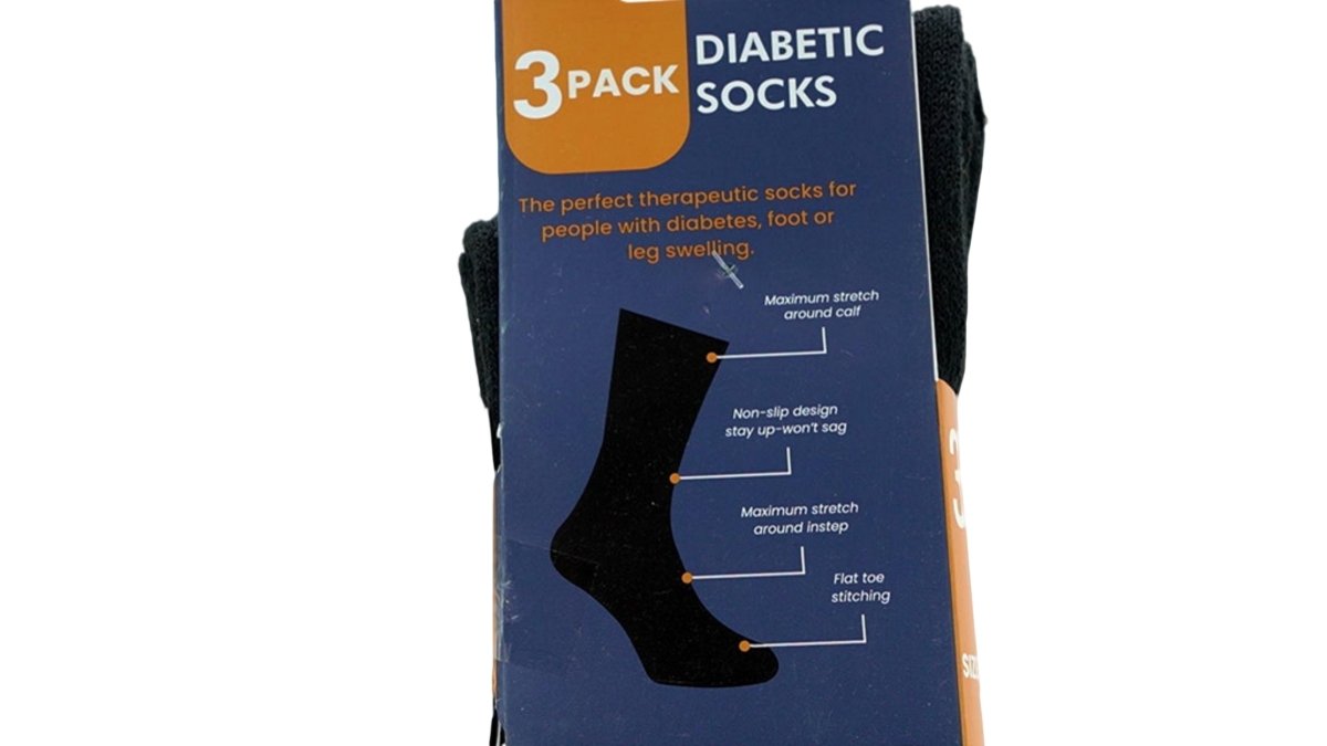 Men's Black Diabetic Socks 3 - Pack Size 10 - 13 Cotton - Brantford Surplus