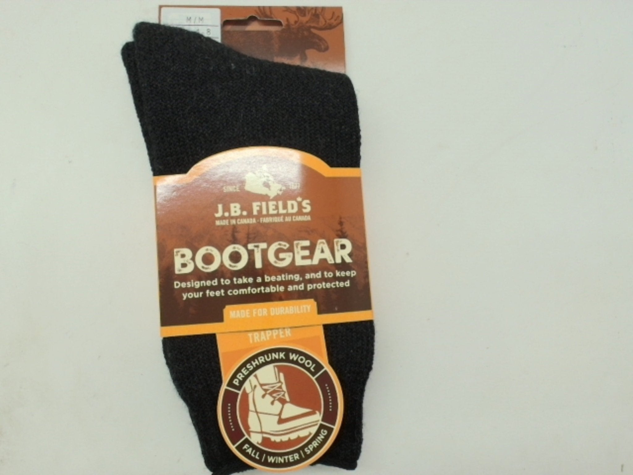 Men's Black Work Boot Socks - Bootgear Trapper Durable - Brantford Surplus