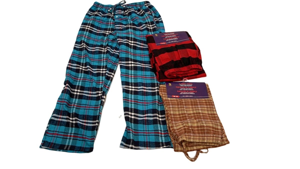 Men's Flannel Lounge Pants with Drawstring Waist & Pockets - Brantford Surplus