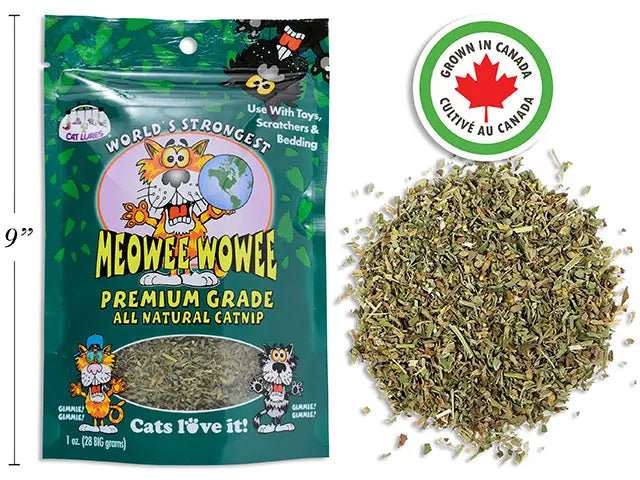 Meowee Premium Grade All Natural Catnip. 1oz. Peggable Printed Bag. Grown in Canada - Brantford Surplus