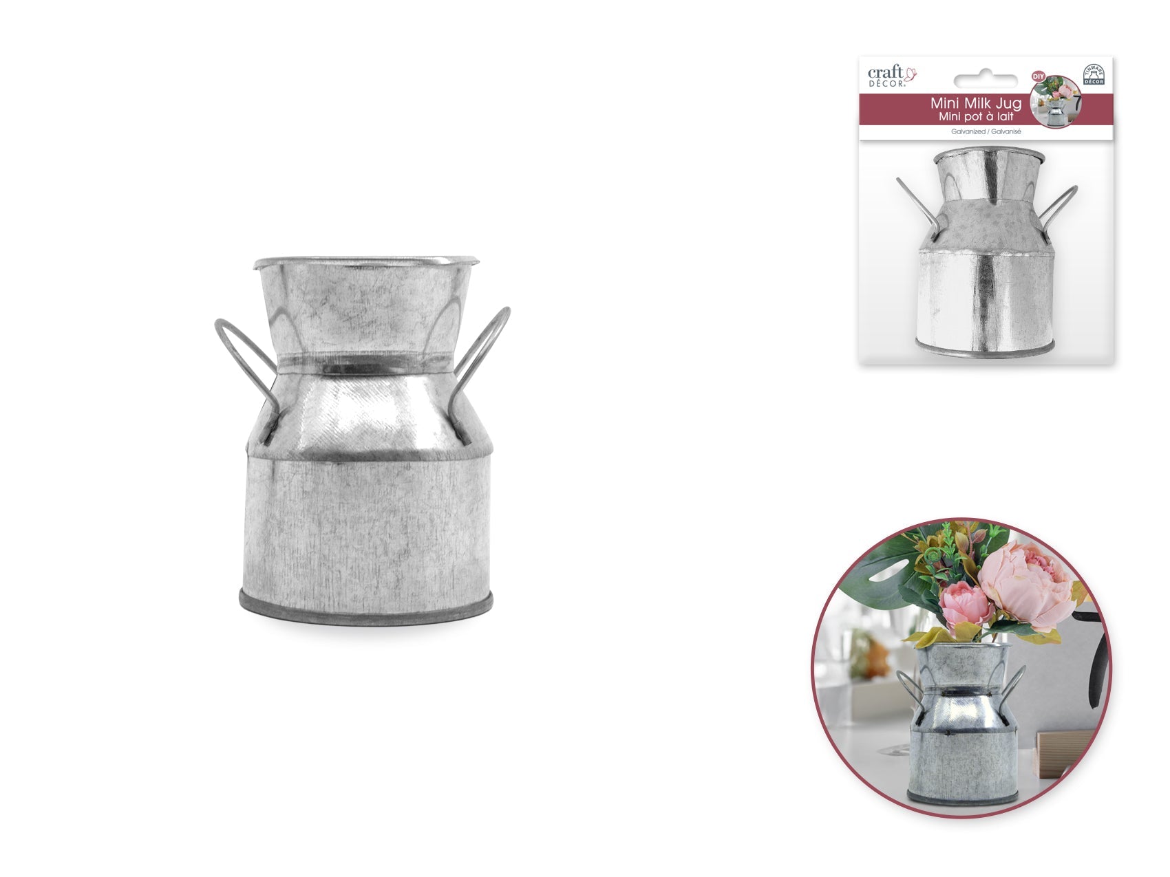 Mini Galvanized Milk Jug Tinware Decor 2.5" - 3" - Brantford Surplus