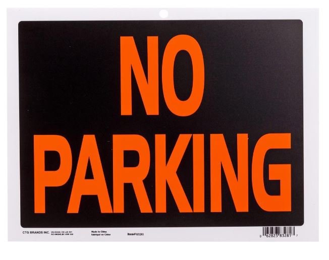 No Parking PVC Sign 9x12 Inch Weatherproof - Brantford Surplus