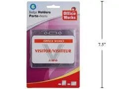 Office Visitor Badge Holders, 6 - Pack - Brantford Surplus