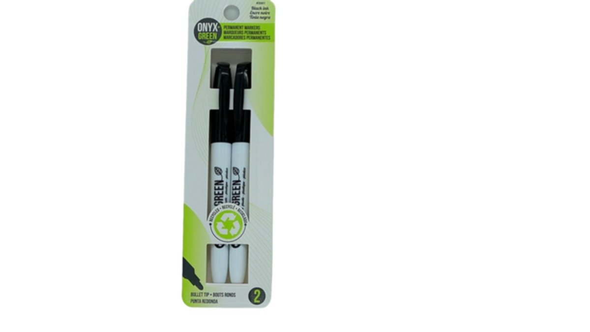 Onyx Permanent Markers 2 - Pack Black Green Bullet Tip - Brantford Surplus