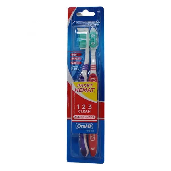ORAL - B Toothbrush MEDIUM 2PK X 12 ALL ROUNDER - Brantford Surplus