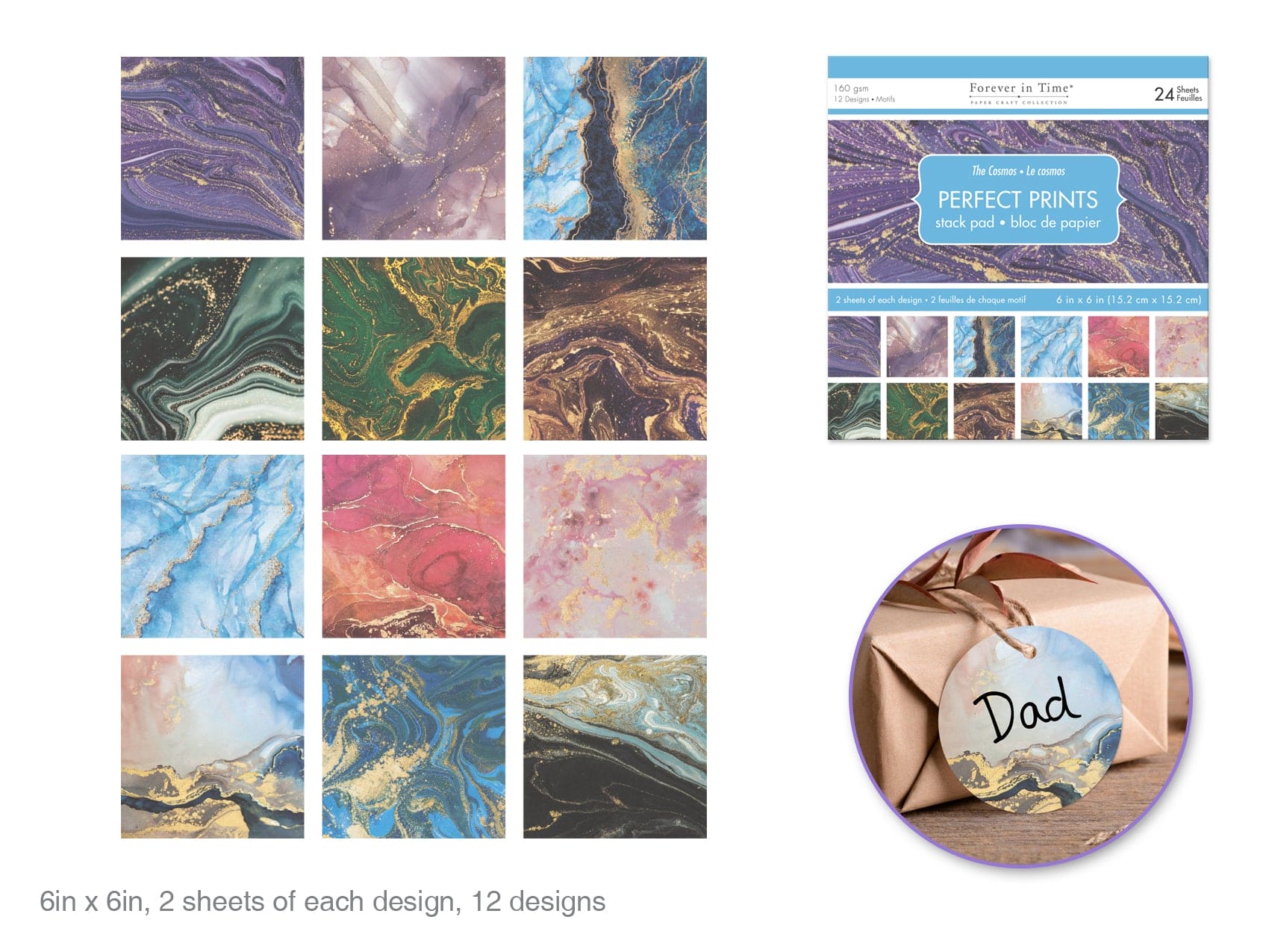 Paper Pads: 6"x6" Perfect Prints Stack Packs x24 Asst N) The Cosmos - Brantford Surplus