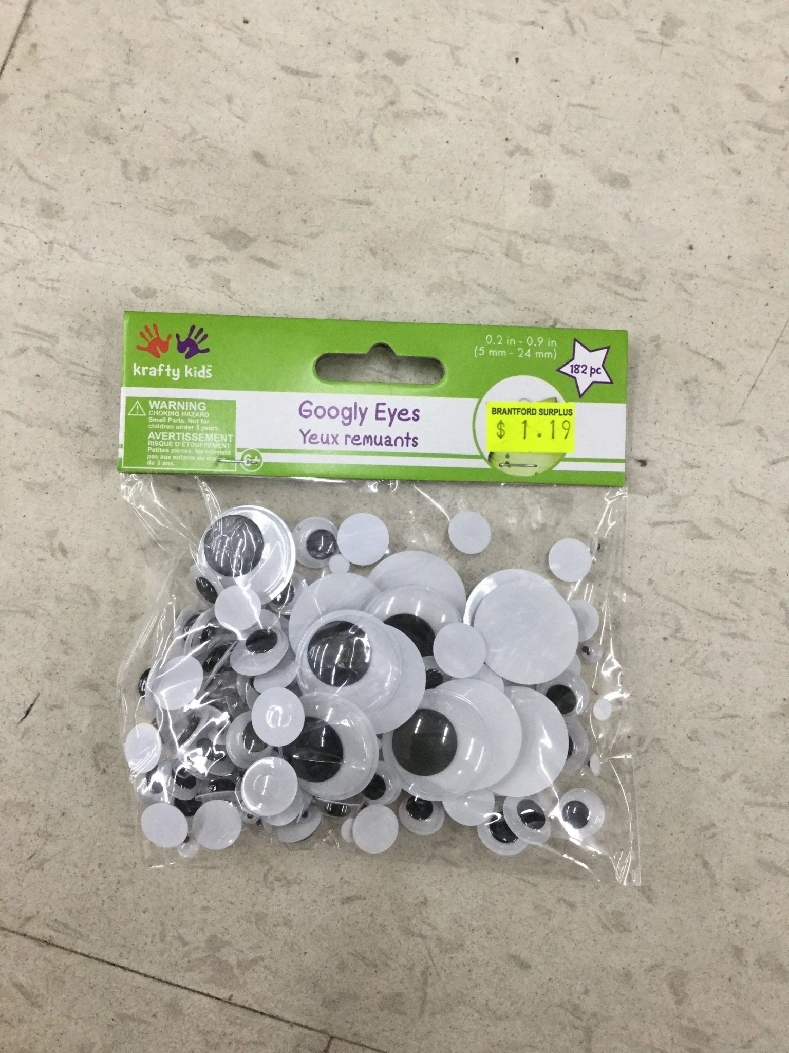 Paste - On Googly Eyes: Bulk 5mm - 24mm Asst x182… - Brantford Surplus