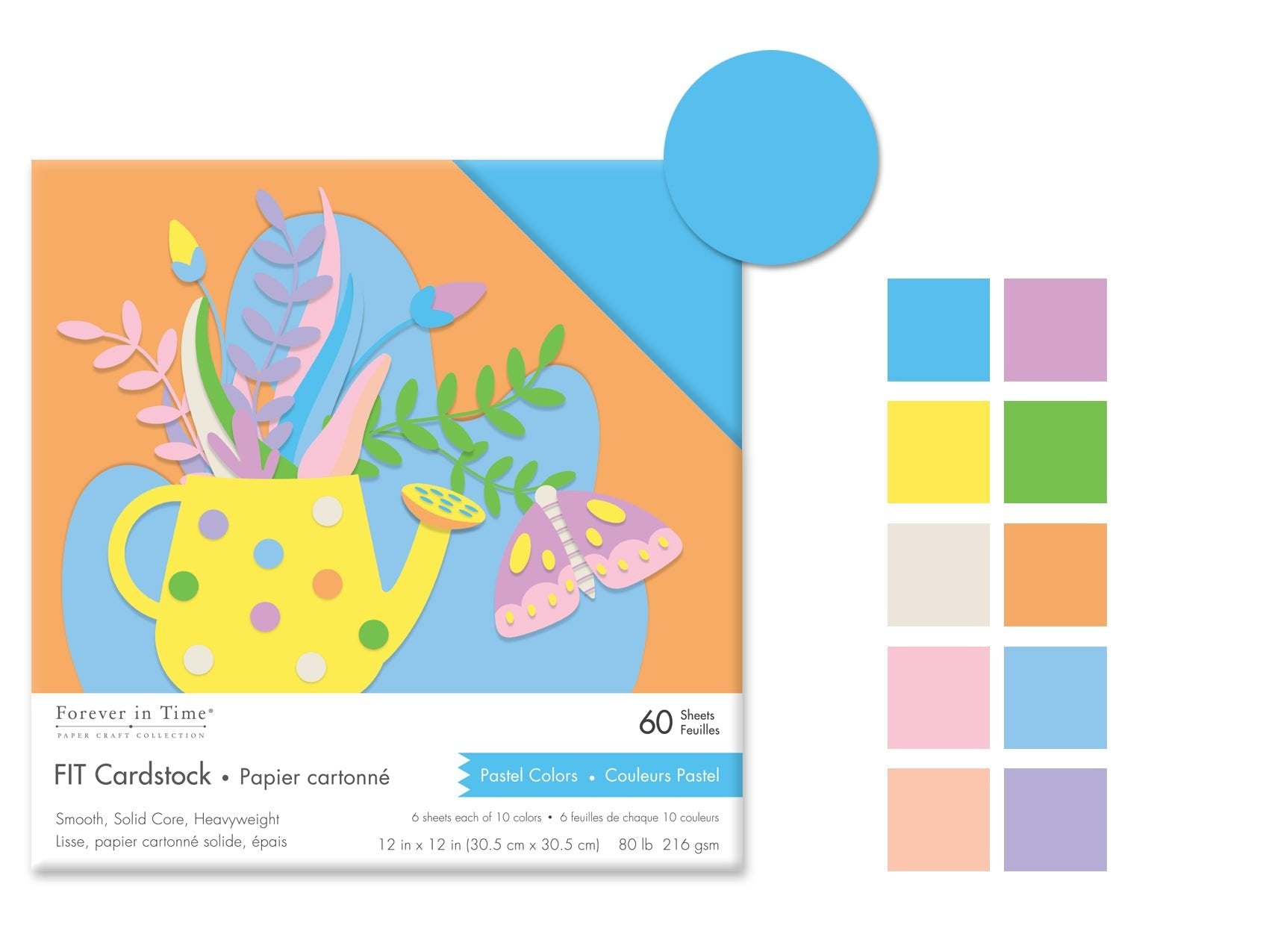 Pastel 12x12 Smooth Cardstock 80lb 60 Sheets - Brantford Surplus