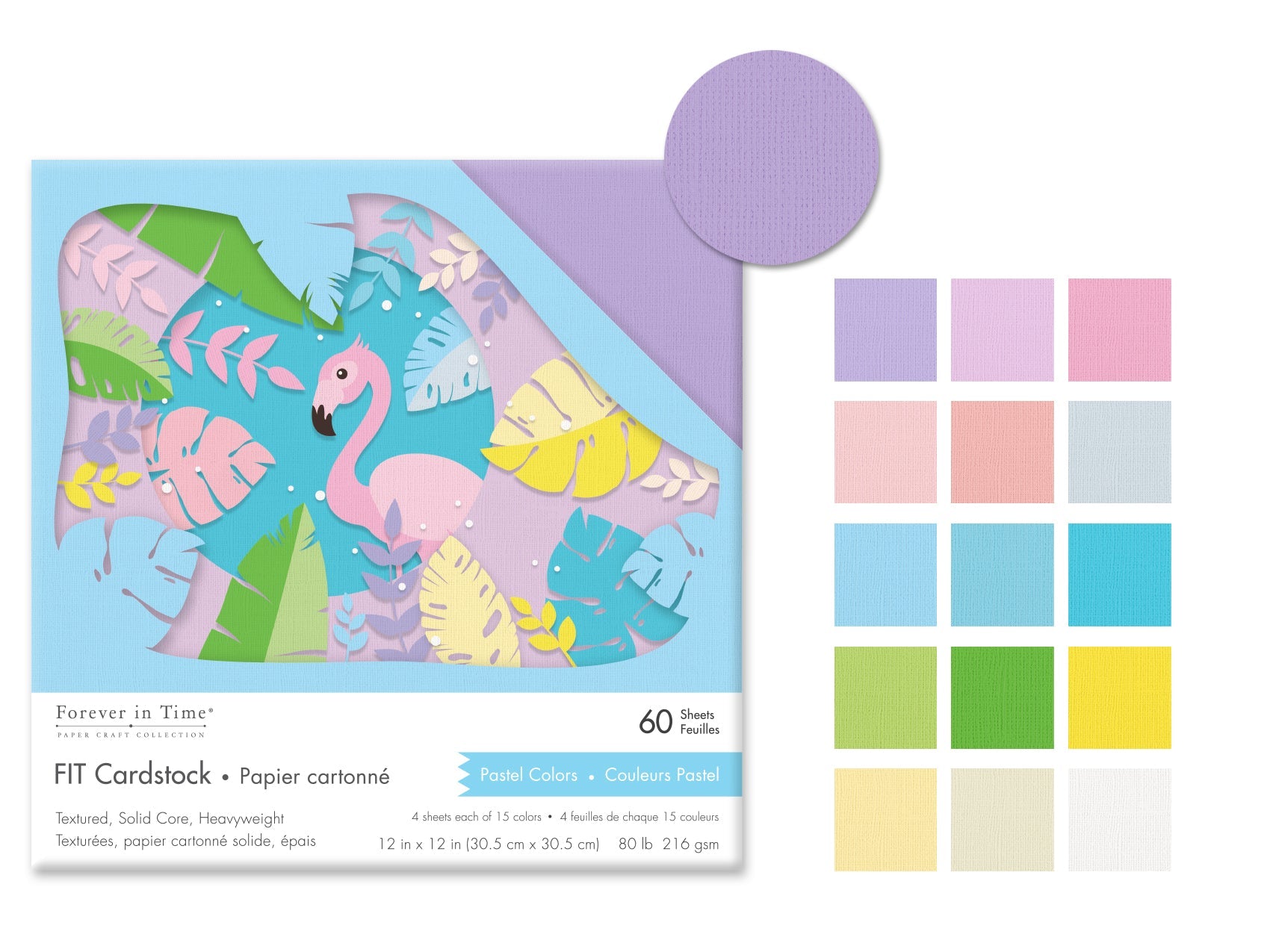 Pastel Textured 80lb Scrapbook Cardstock 12x12 - 60 Sheets - Brantford Surplus