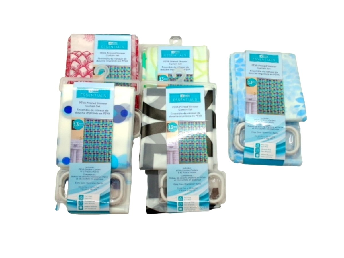 PEVA Printed Shower Curtain Set 70" x 72" Assorted Home Beyond Essentials - Brantford Surplus
